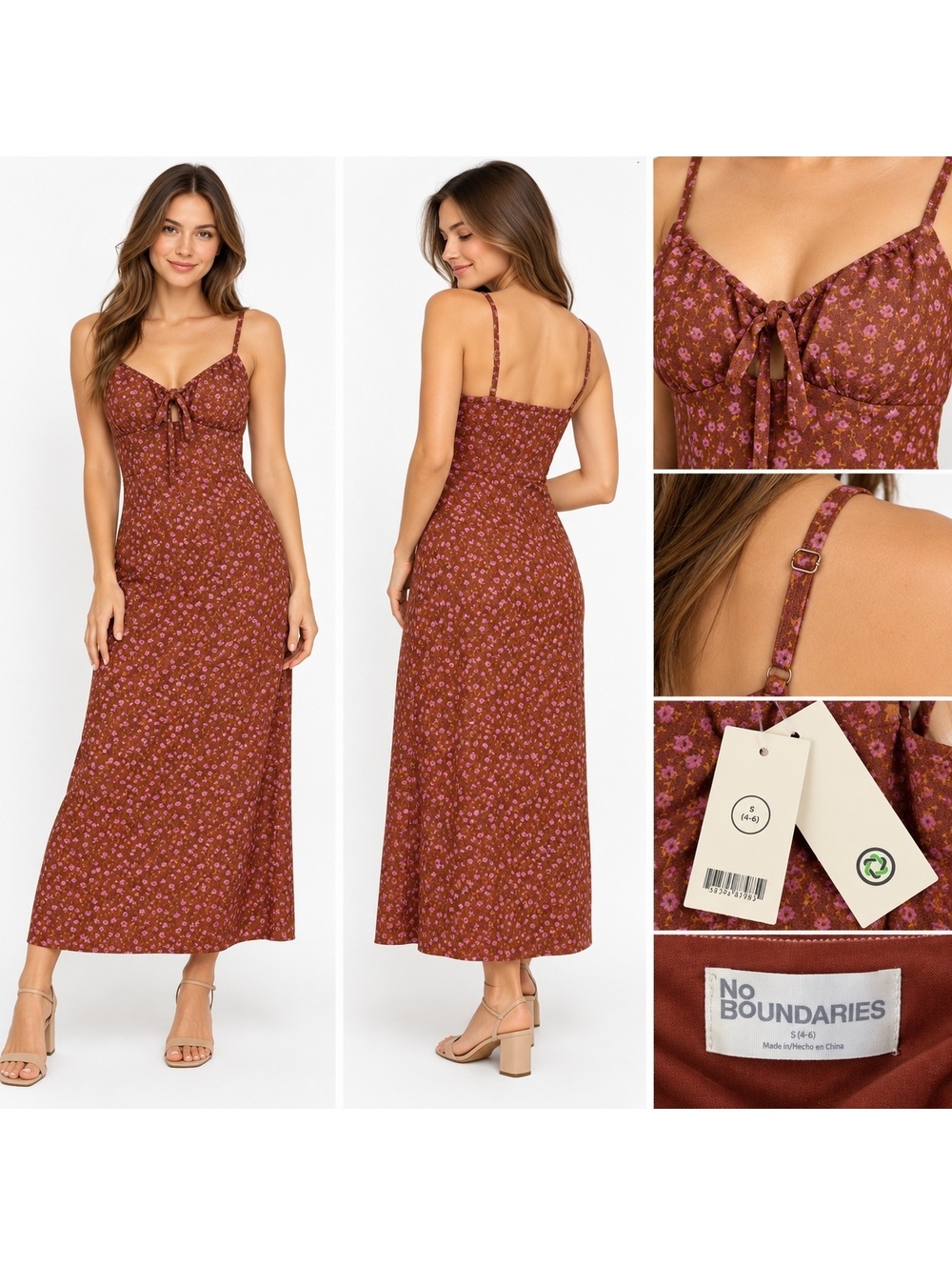 No Boundaries Brown Floral Midi Dress